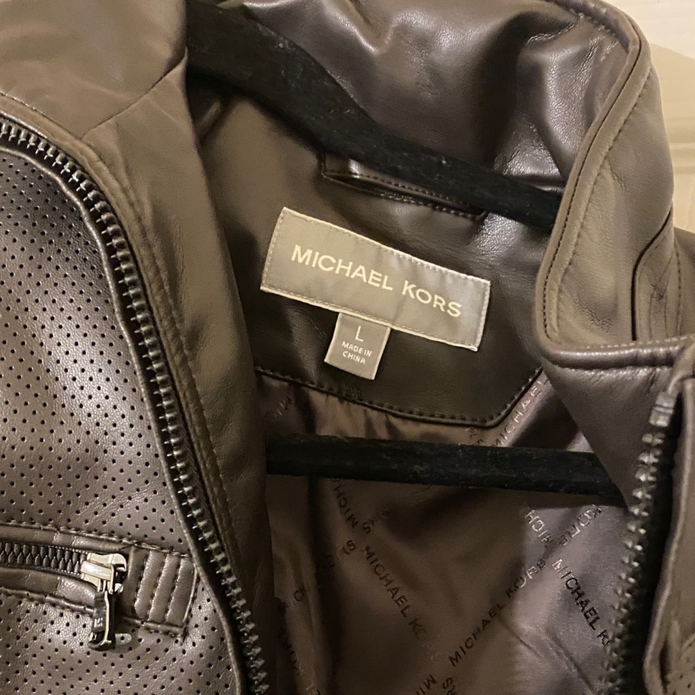 Michael Kors Dark Brown Leather Jacket